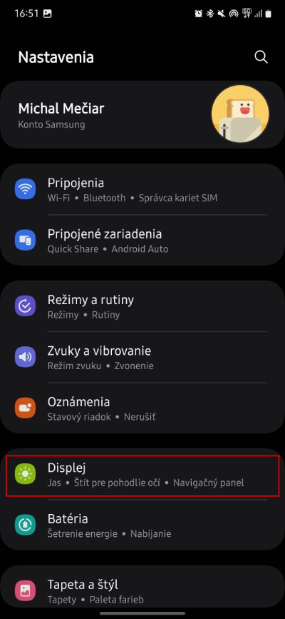 tlacidlo displej samsung nastavenia