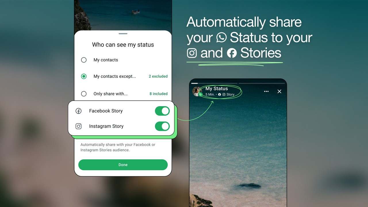 whatsapp zdielanie statusu na facebook a instagram