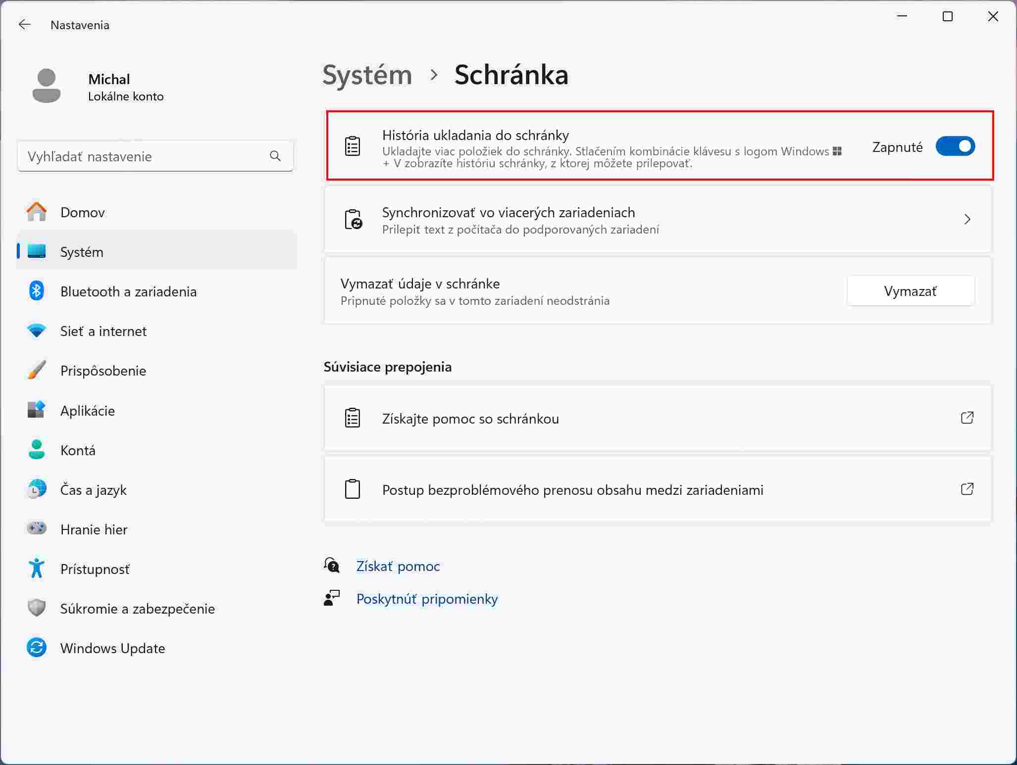 Windows historia schranky