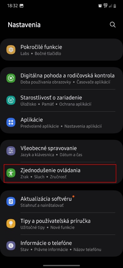zjednoduesen ovladanie