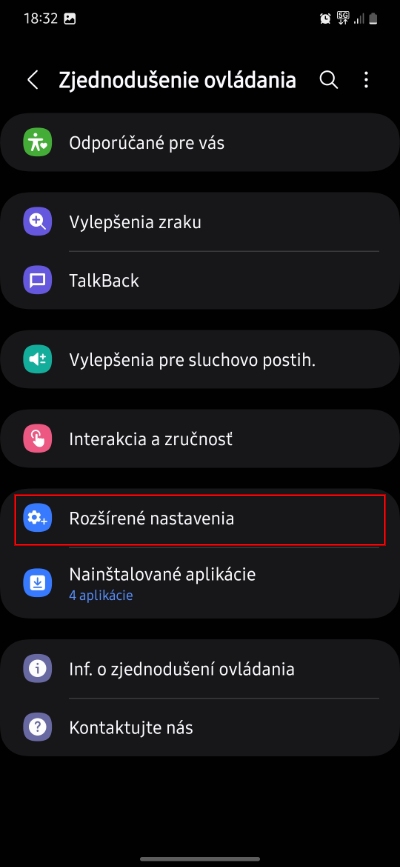 zjednodusenie ovladania menu rozsirene