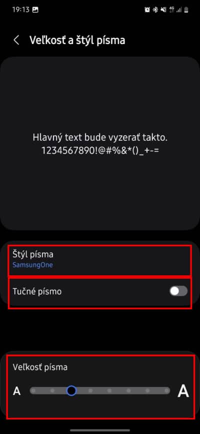 zmena velkosti textu