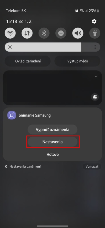 nastavenia oznamenia
