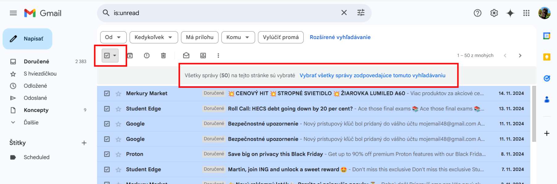 neprecitane e-maily ako oznacit ako precitane_2