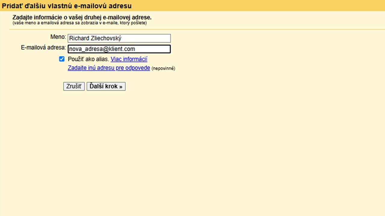 Gmail ponúka možnosť pridania ďalšej e-mailovej adresy