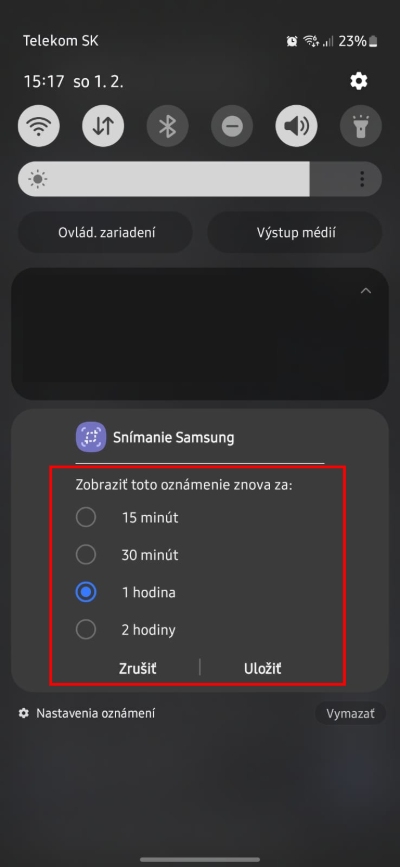 odlozit oznamenia