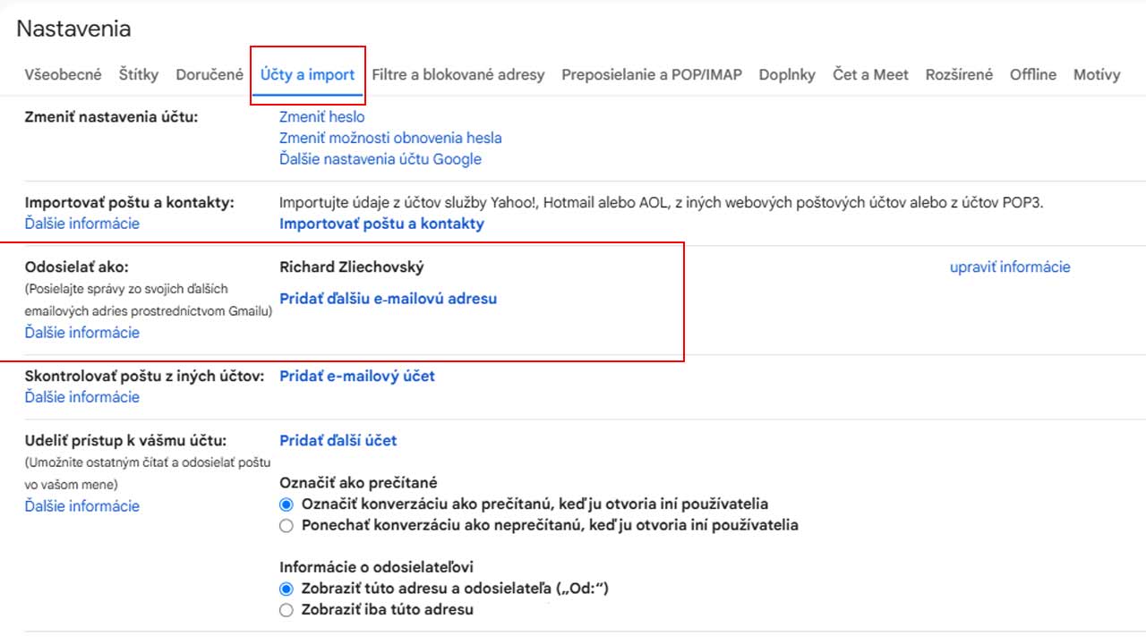 Gmail ponúka možnosť pridania ďalšej e-mailovej adresy