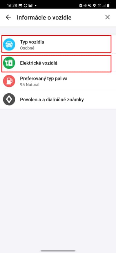 waze informacie o vozidle