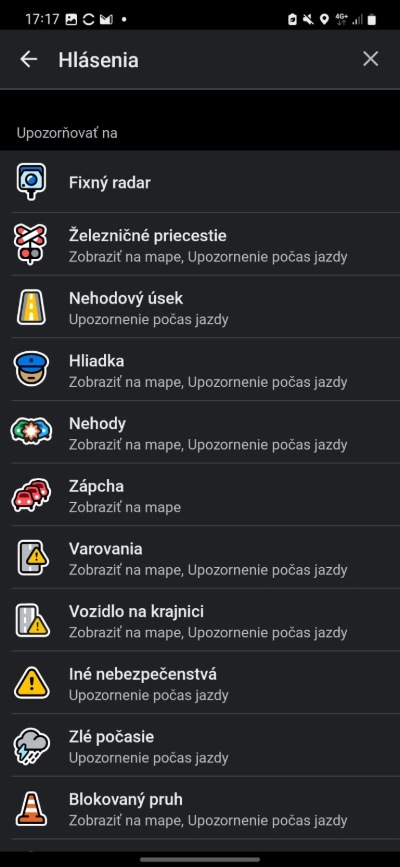 waze upozornenia a hlasenia