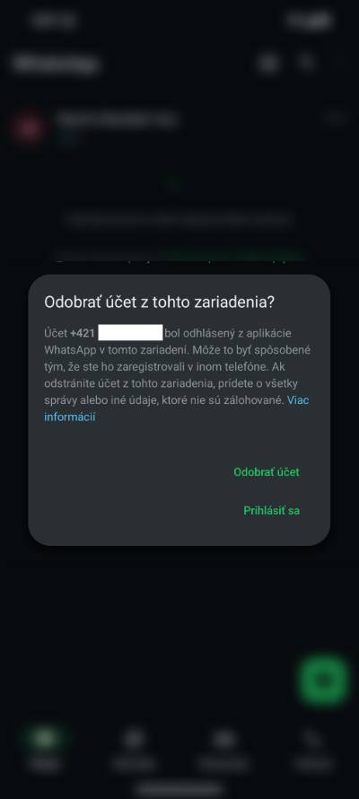 whatsapp vymknutie z uctu
