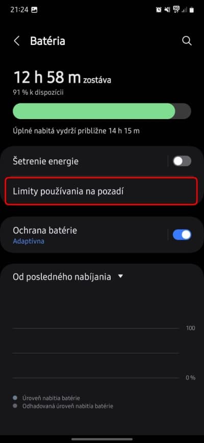 samsung nastavenia limity pouzivania bateria