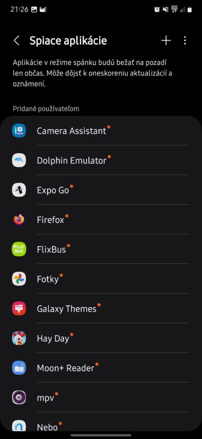 samsung nastavenia spiace aplikacie