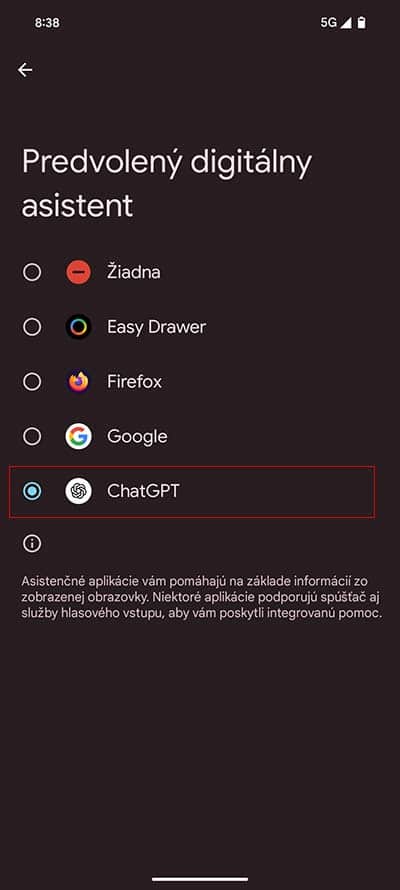 Ako zmeniť predvoleného digitálneho asistenta na ChatGPT