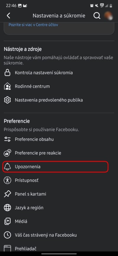 facebook nastavenia upozornenia