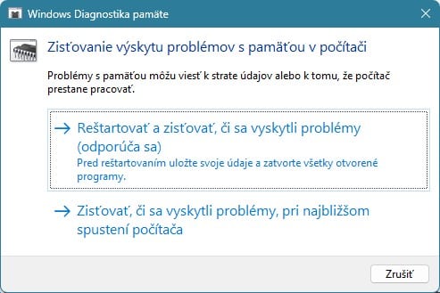 Diagnostický test RAM