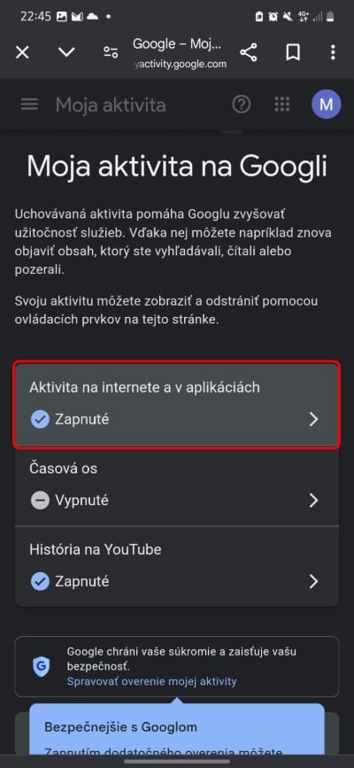 samsung google aktivita
