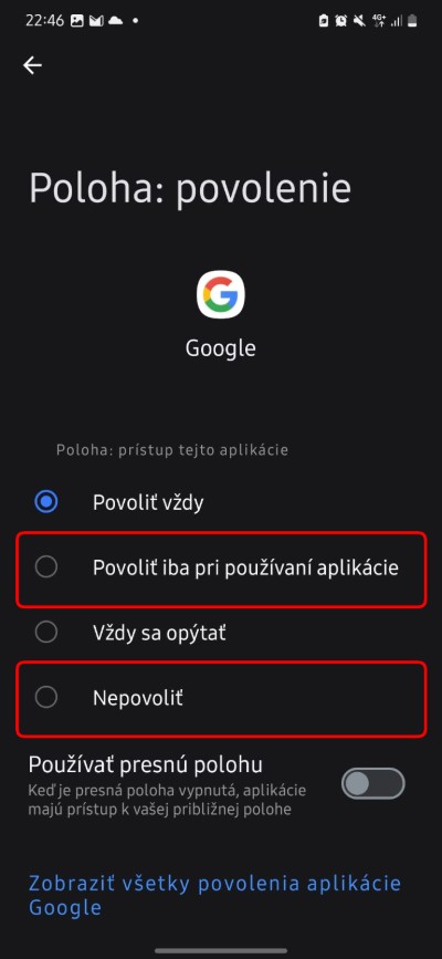 samsung gps povolenie