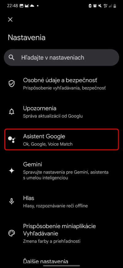 samsung nastavenia google assistant