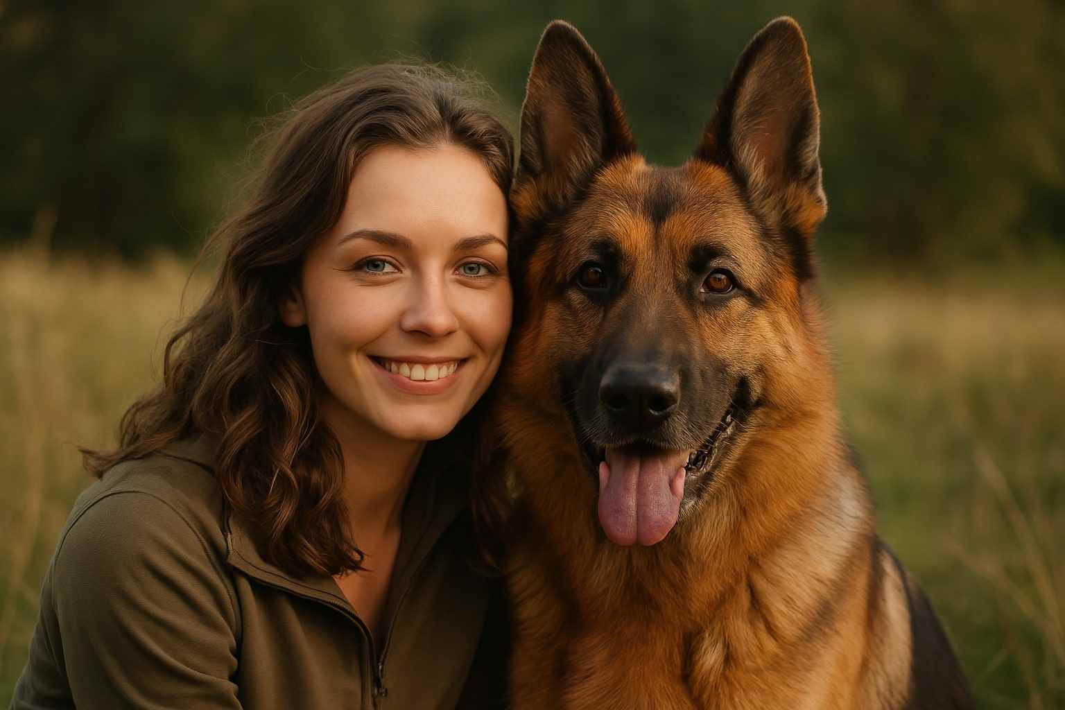 žena so psom v prírode
