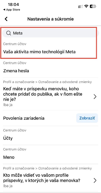 Meta aktivita mimo Facebook