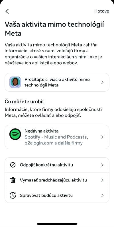 Meta aktivita mimo Facebook