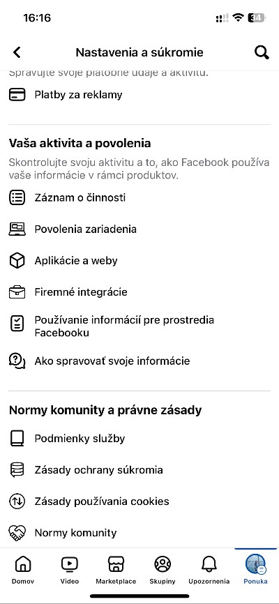 Facebook nastavenia súkromia