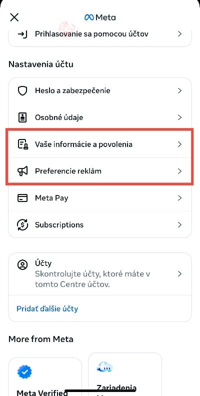 Facebook preferencie reklám