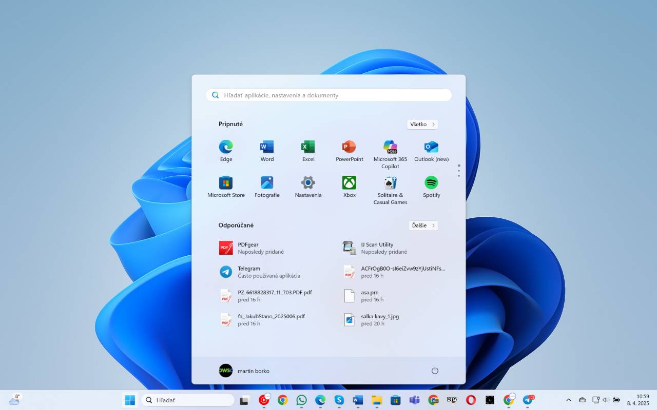 Windows ponuka Start