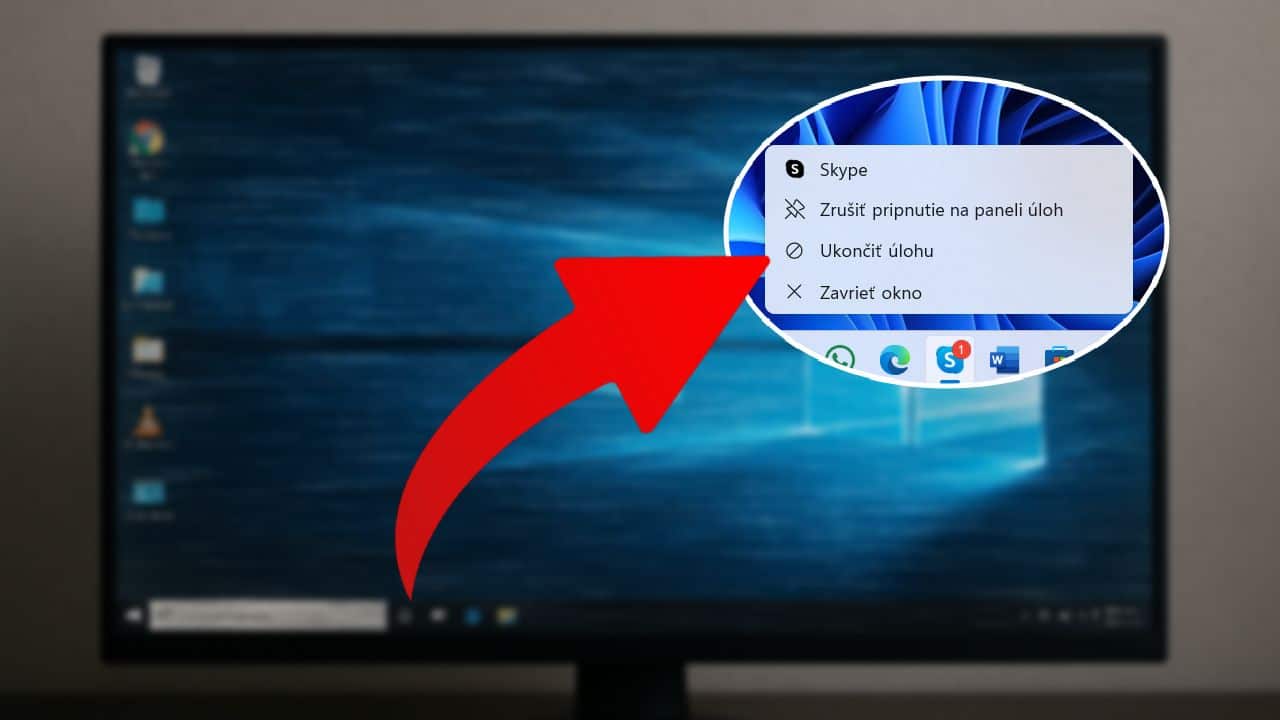 Windows ukoncenie ulohy z panelu uloh
