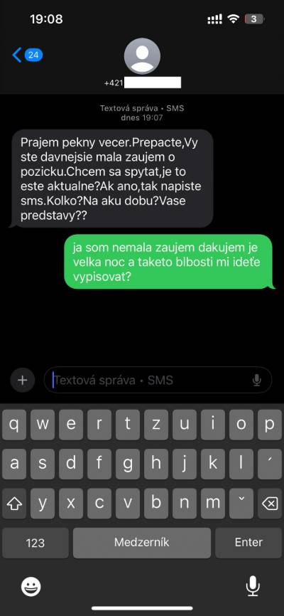 podvodna SMS sprava pozicka