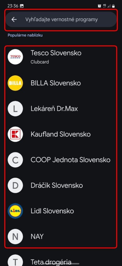 Google penazenka, vernostne karticky