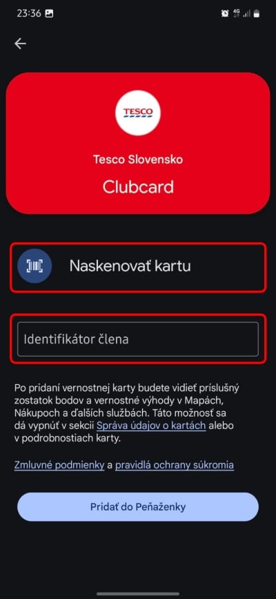 Google penazenka, vernostne karticky