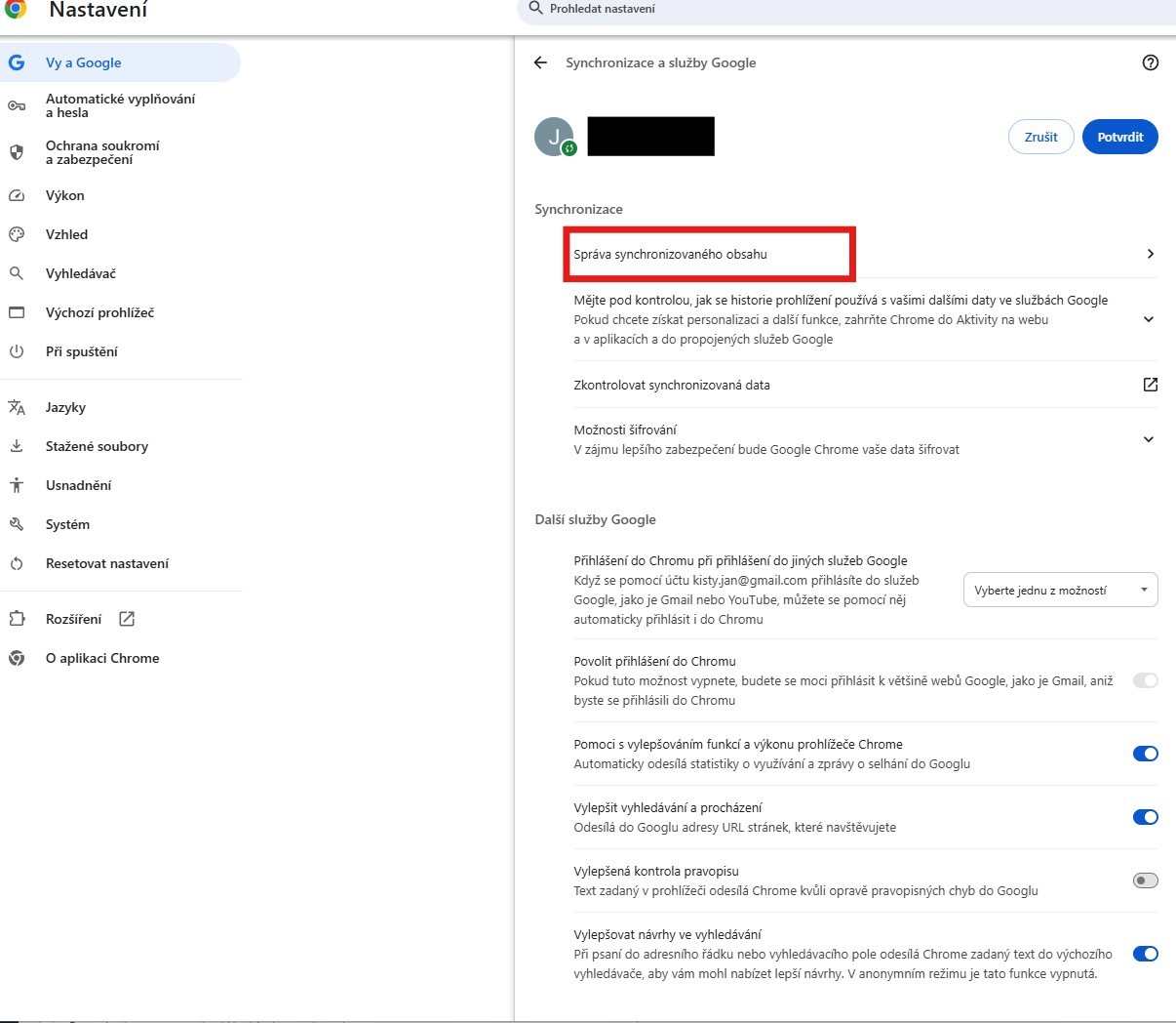 prehliadač Chrome synchronizácia