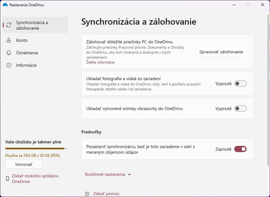 Windows 11 OneDrive synchronizácia