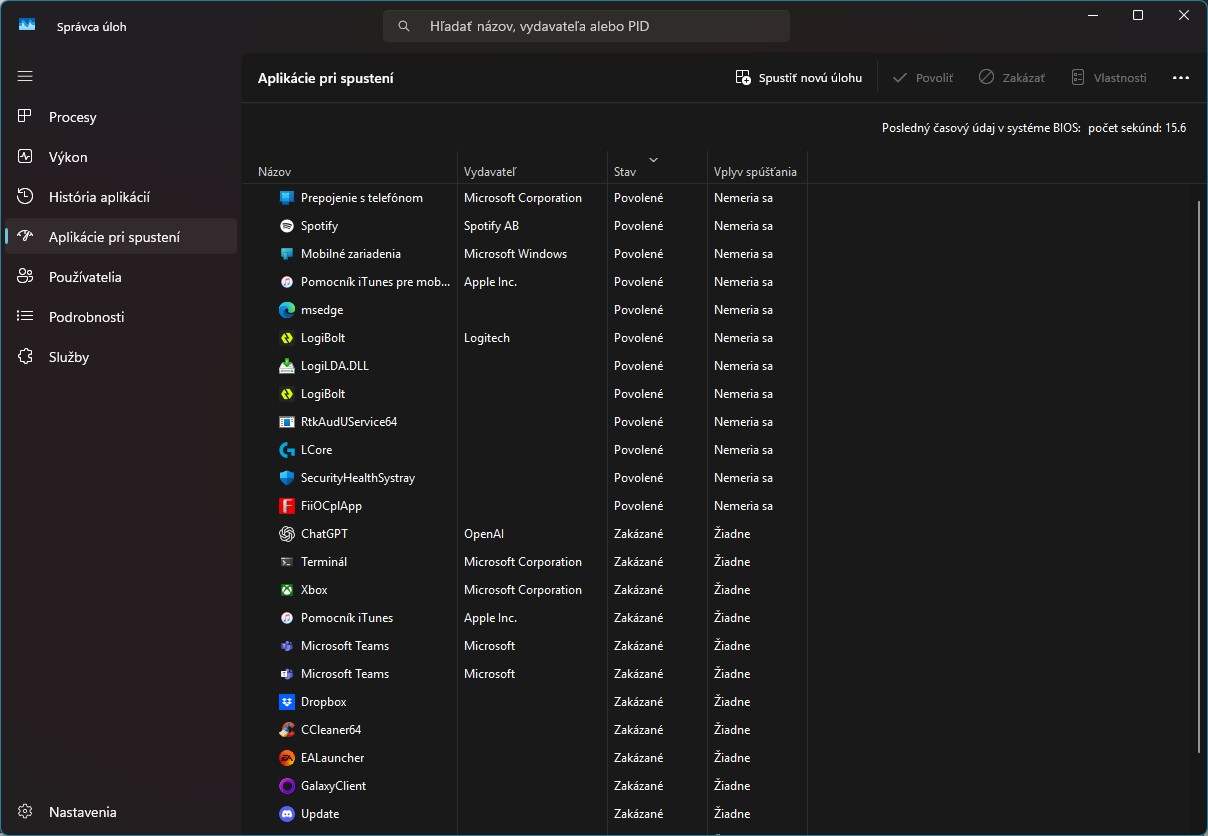 Windows 11 - Správca úloh a aplikácii