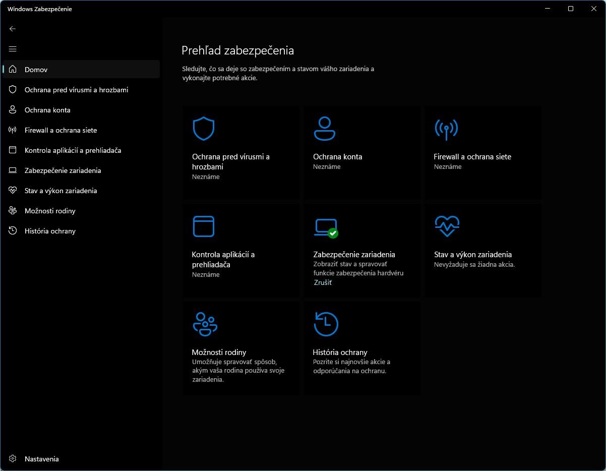 Windows Defender Zabezpečenie