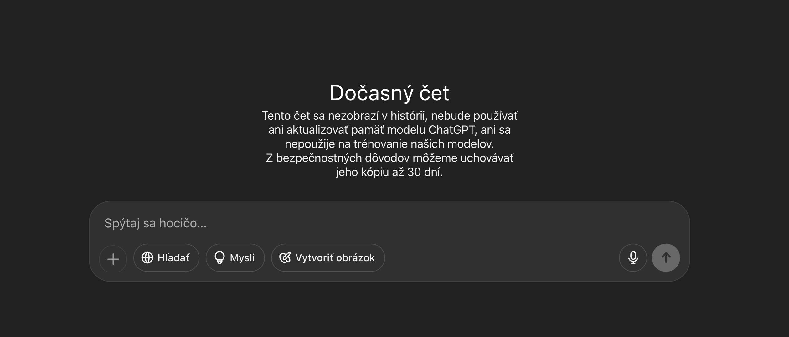docasny cet, docasny chat ChatGPT ukazka chatu