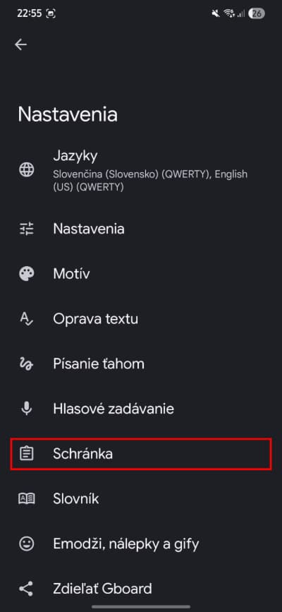 gboard nastavenia