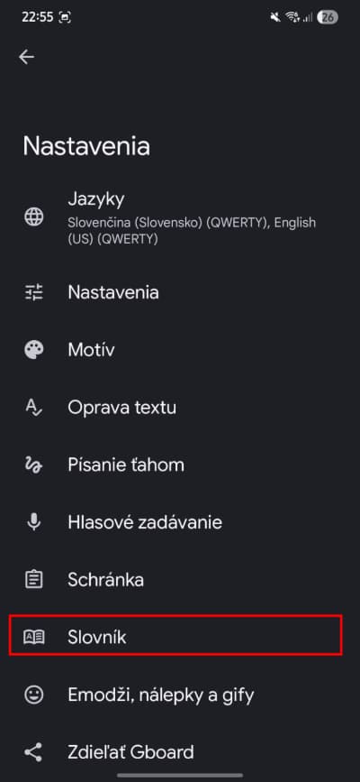 gboard nastavenia