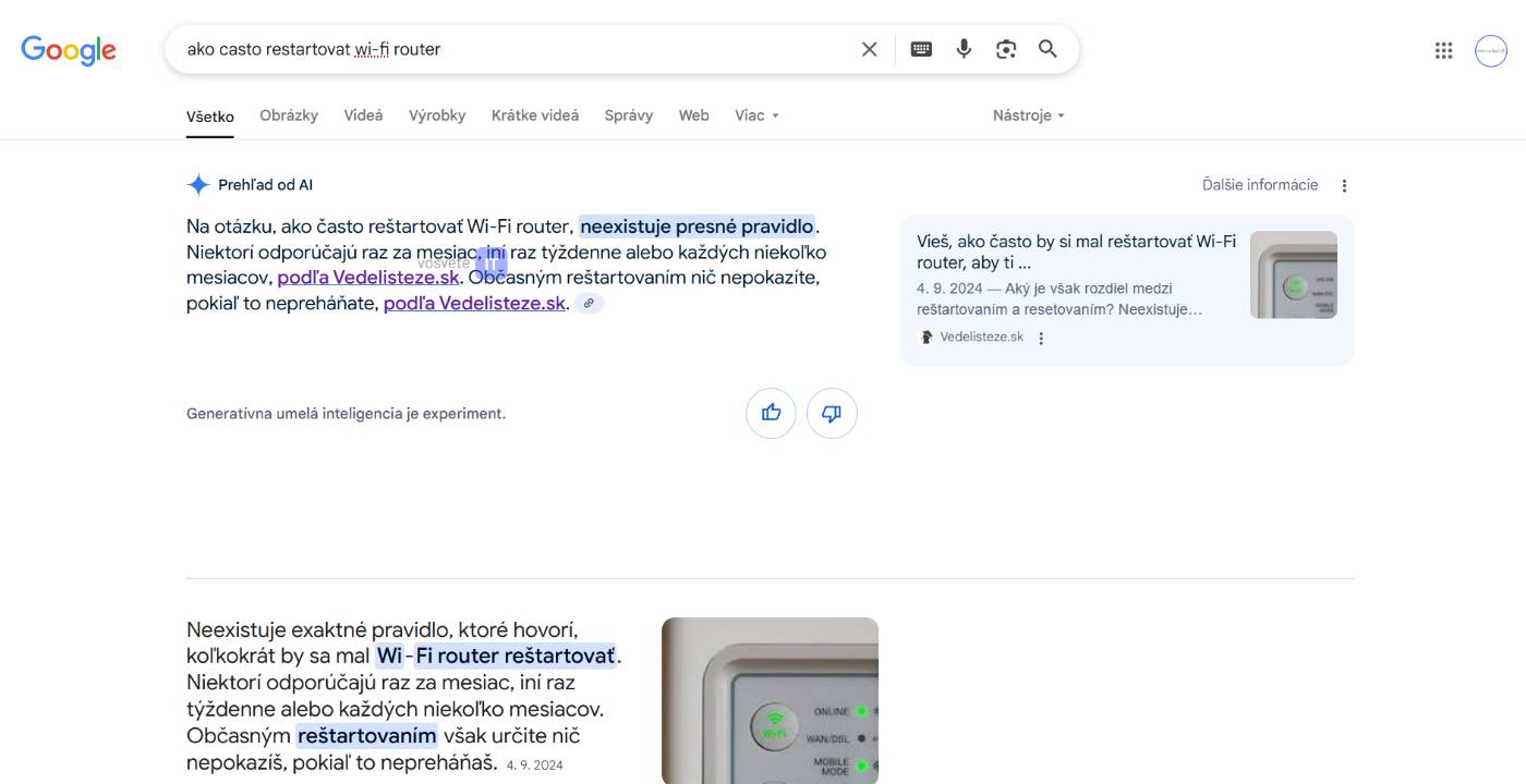 gemini google vysledky vyhladavania slovensko