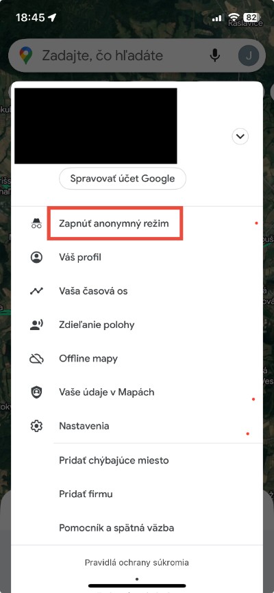 Google Mapy Inkognito