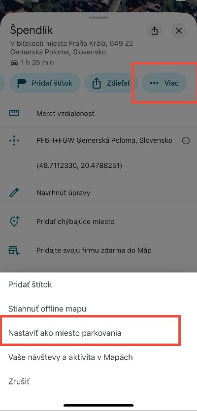 Google Mapy parking