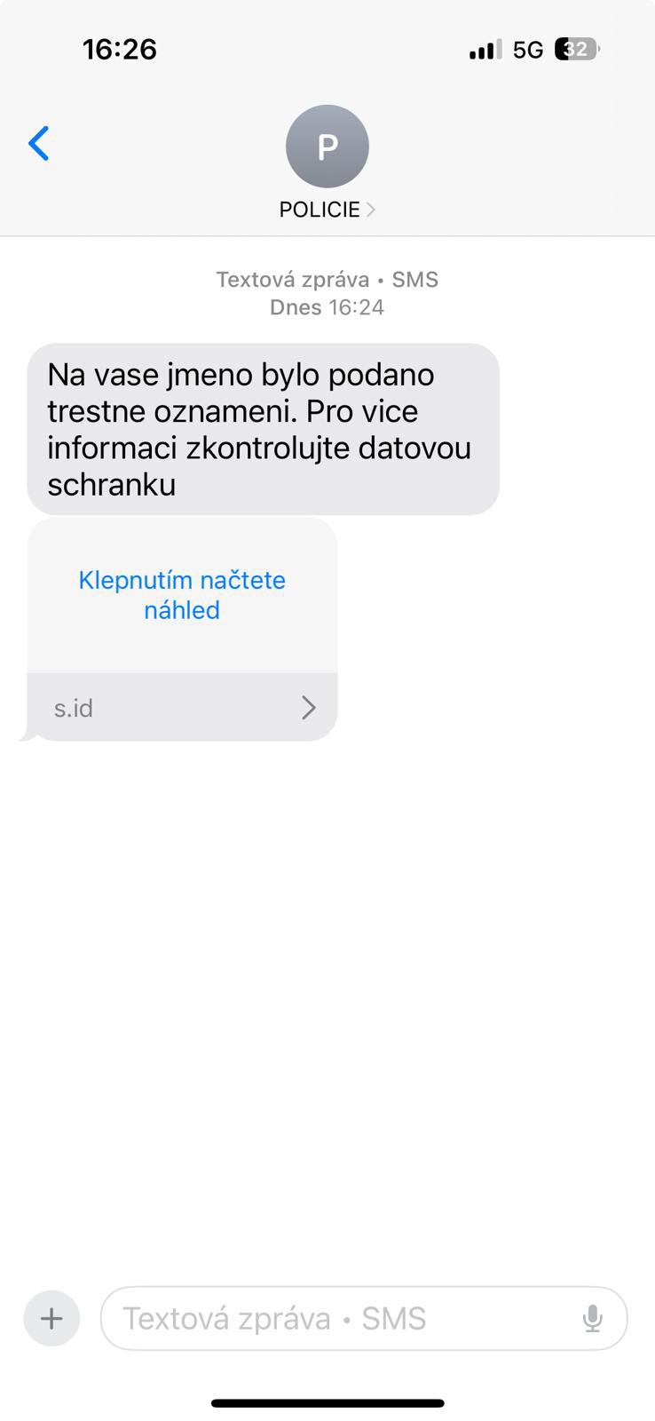 podvodna SMS sprava od policie