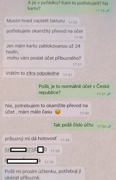 podvodna sprava peniaze whatsapp