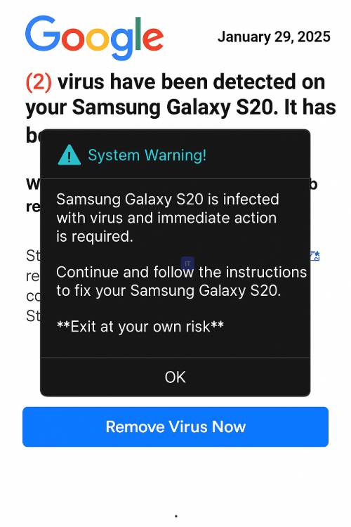 podvodne hlasenie Android