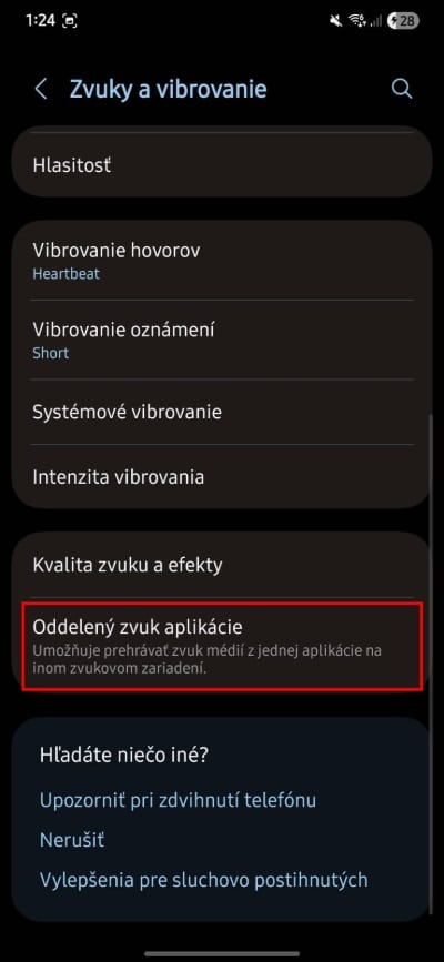 android oddeleny zvuk aplikacie
