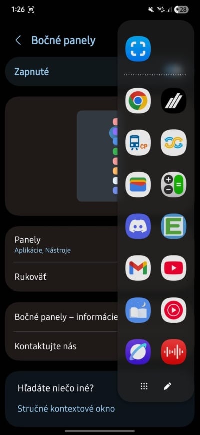 android panely nastaveniaa