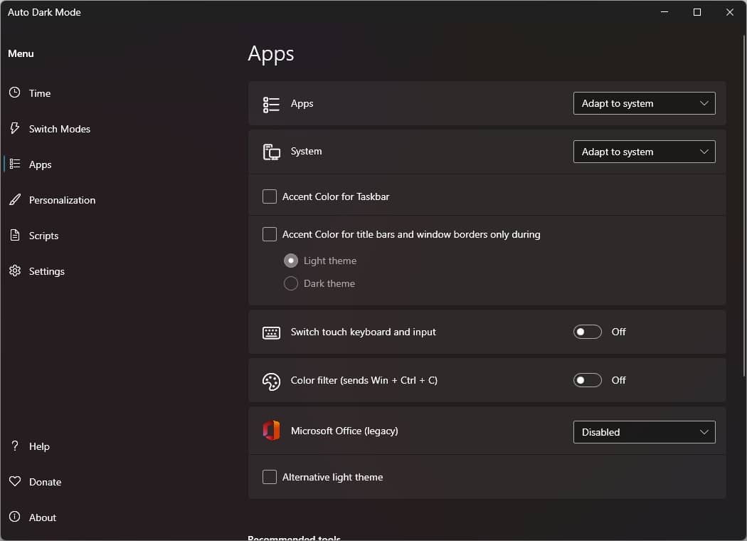 aplikácia Auto Dark Mode