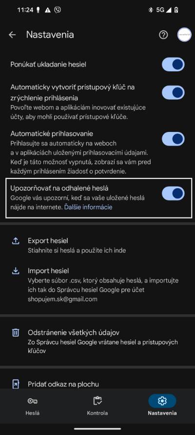 nastavenie upozorneni v chrome na unik hesiel_3