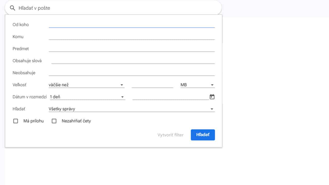 skryté príkazy v Gmaili